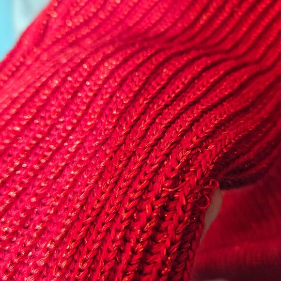 Ralph Lauren Plus-Size Dolman Sleeve Boatneck Sweater 3X Metallic Red Holidays - Picture 11 of 13